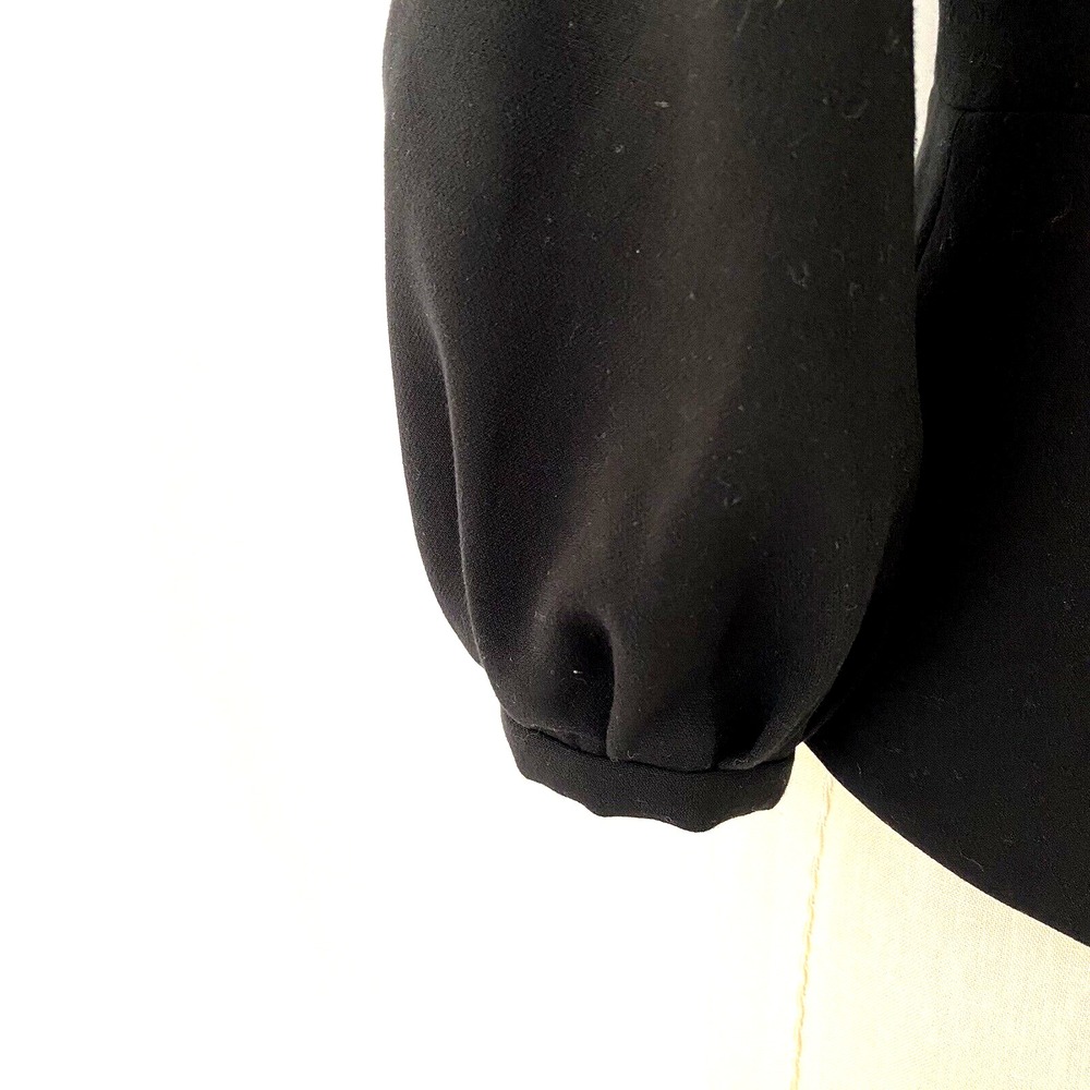 CAbi Abbott Jacket Blazer #3027 Puff Statement Sleeve Button Front Black Sz 4 - Picture 7 of 12